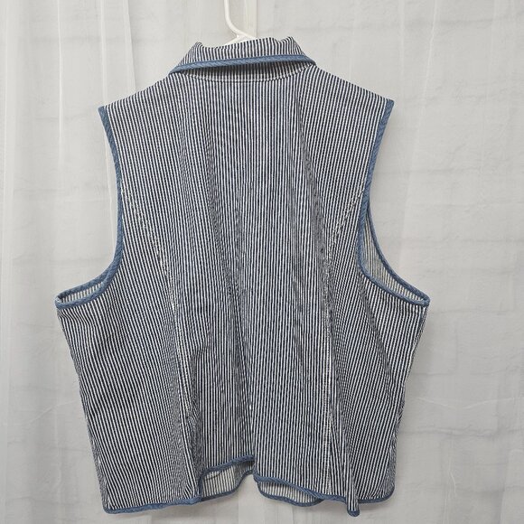 CJ Banks Vest Denim Blue White Railroad Stripes 2X - Picture 3 of 8
